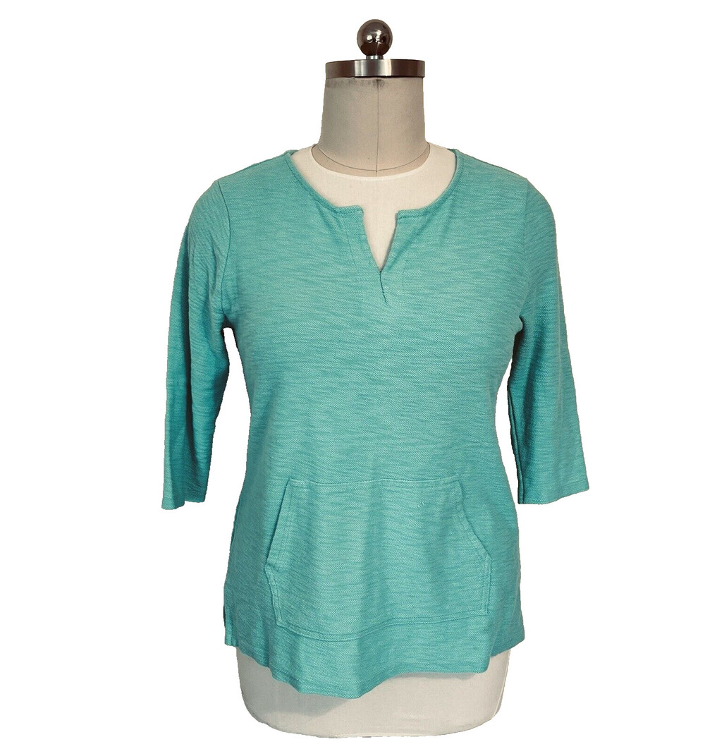 Liz Sport - Women's Swiss Blue Front Pocket Notch Neck Tunic Top XXL
